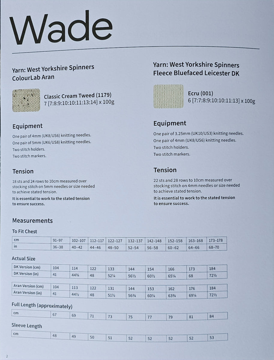 West Yorkshire Spinners - Wade Pattern – Fully Woolly Yarns