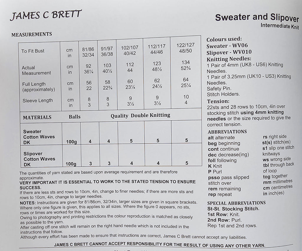 James C. Brett - Slipover and T-Shirt (JB965)
