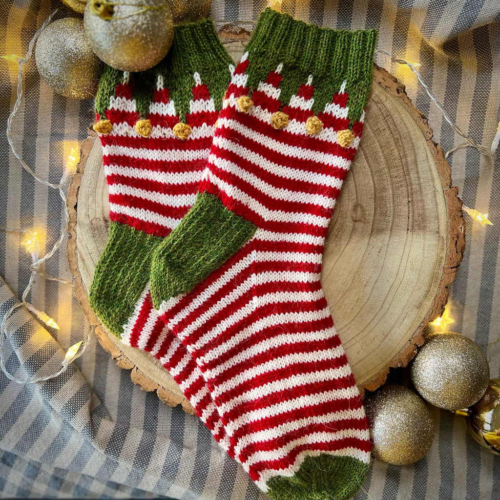 Christmas Cheer Elf Socks - Knitting Kit