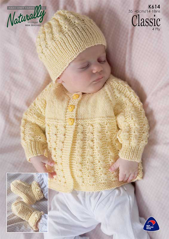 Naturally Yarns Matinee Jacket Hat Booties K614