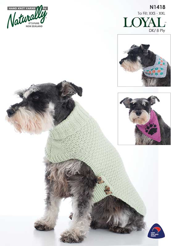 Naturally Yarns - Dog Sweater, Scarf & Bandana (N1418)
