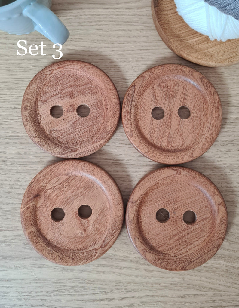 Set of Wooden Button Coasters